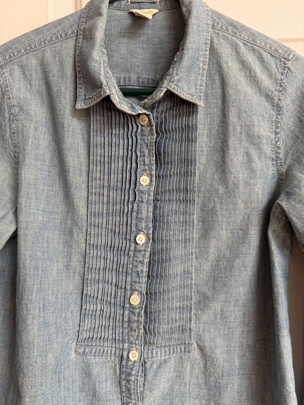 J. Crew Chambray Pintuck Front Button-Down in Light Blue - Picture 2 of 5